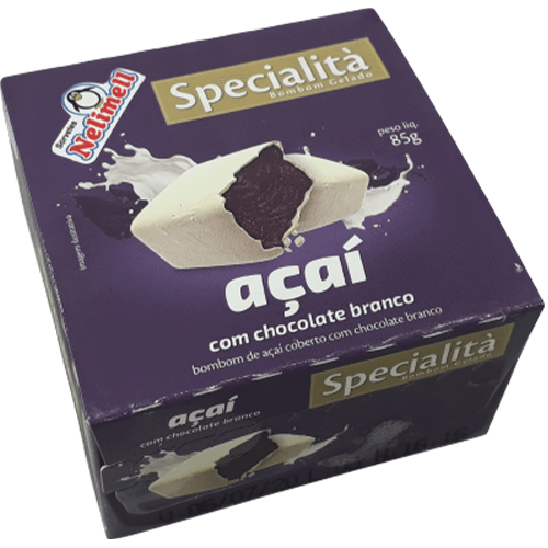 Açaí Natural Mini Bombom com Chocolate Branco